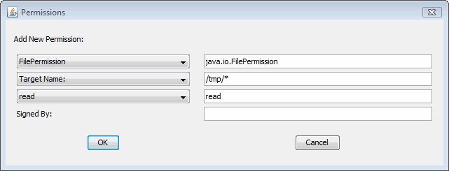Permission dialog showing the new permission to be added
