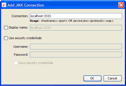 The Add JMX Connection dialog.